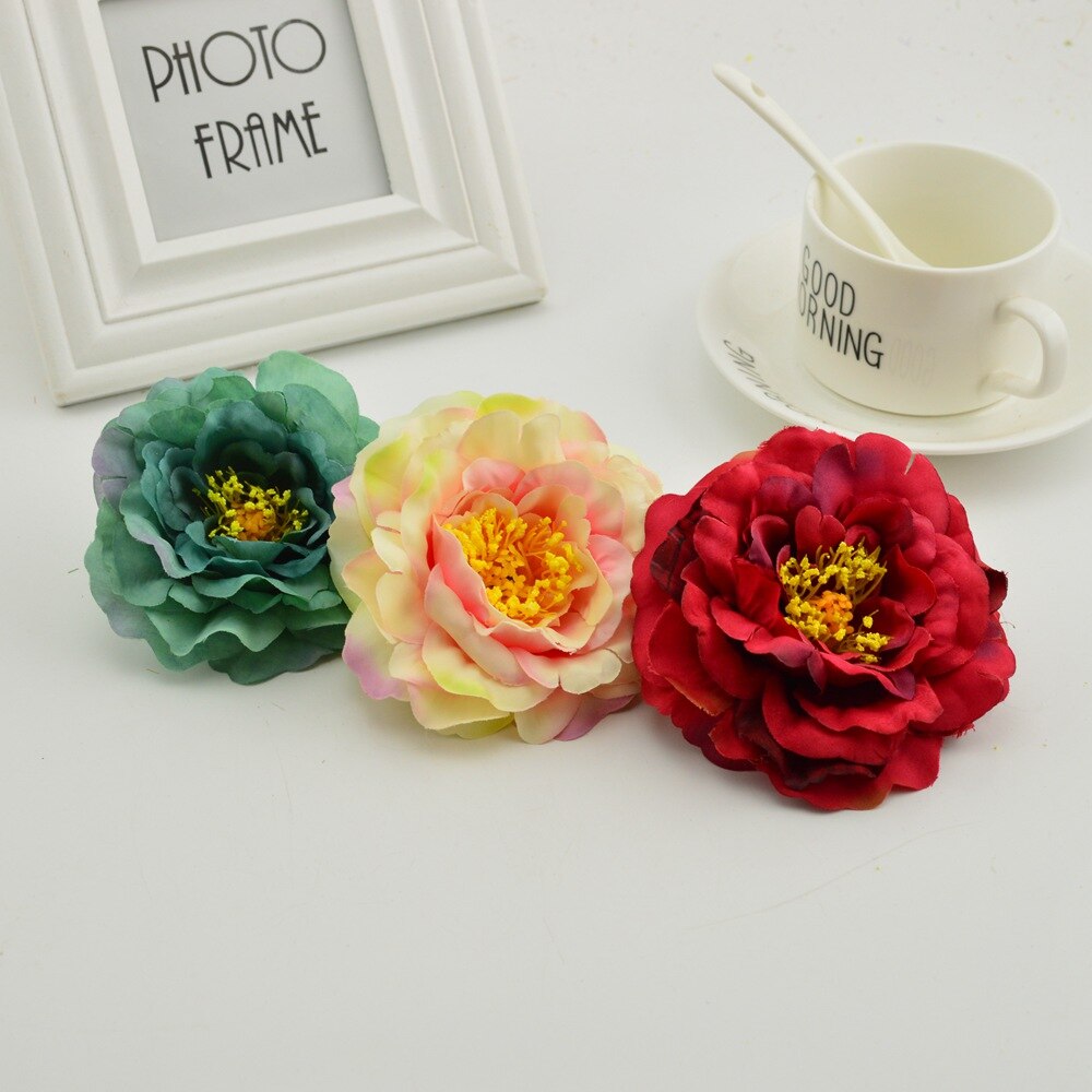 100pcs artificial flower heads silk peony wedding home decoration for make door wreath flower wall diy Stamens for handicrafts