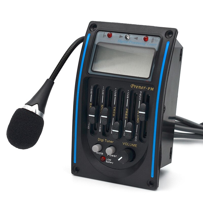 5-- bånds lc -5 med mikrofon akustisk guitar pickup guitar eq preamp 5- band eq equalizer pickup tuner lcd til akustisk guitar