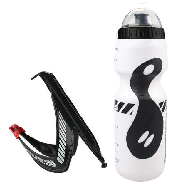 650ml Fahrrad Water Berg Rennrad Wasser Flasche Mit Halter Käfig Außen Radfahren Wasserkocher Bike Zubehör: White-black