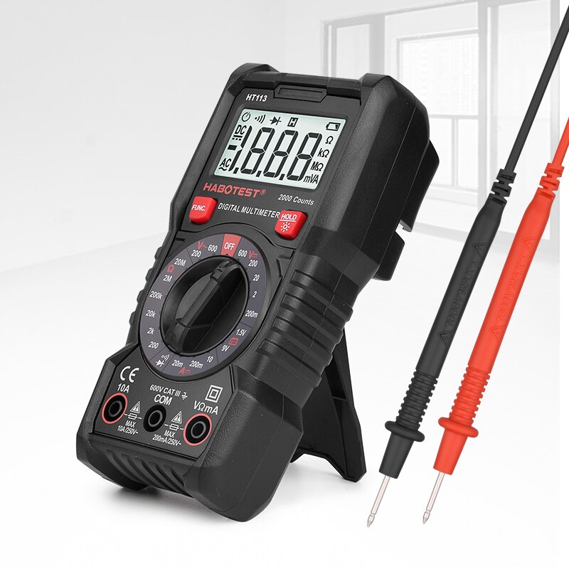 Habotest HT113 600V Digitale Multimeter Multitester Ac Dc Spanning Stroom 10A Ohm Transistor Tester Multitester Professionele