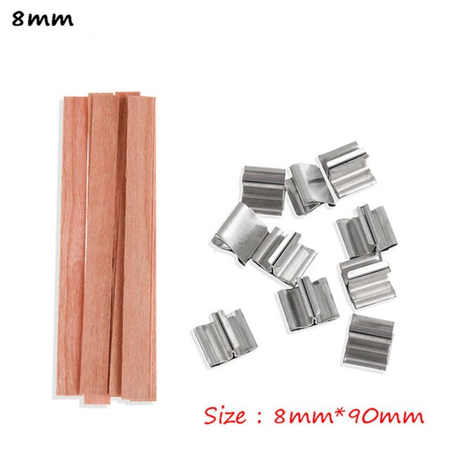 100pcs Wooden Wick Candle With Sustainer Tab Soy Wax Candle Wicks Core Diy Oil Lamps Candle Making Pick Supply Soy Parffin Wax: 8mmx90mm