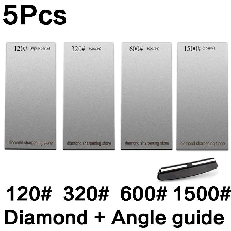 Diamant-Schärfsteine mit Körnung 120/600/1500/3000, Messerschärfer, rutschfeste Basis, Küchenmesser-Schärfwerkzeug-Set, Flockplatte: Licht Gelb