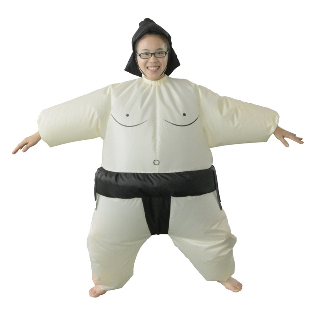 Vestido inflable con ventilador para hombre y mujer traje con máscara ancha, disfraz de luchador