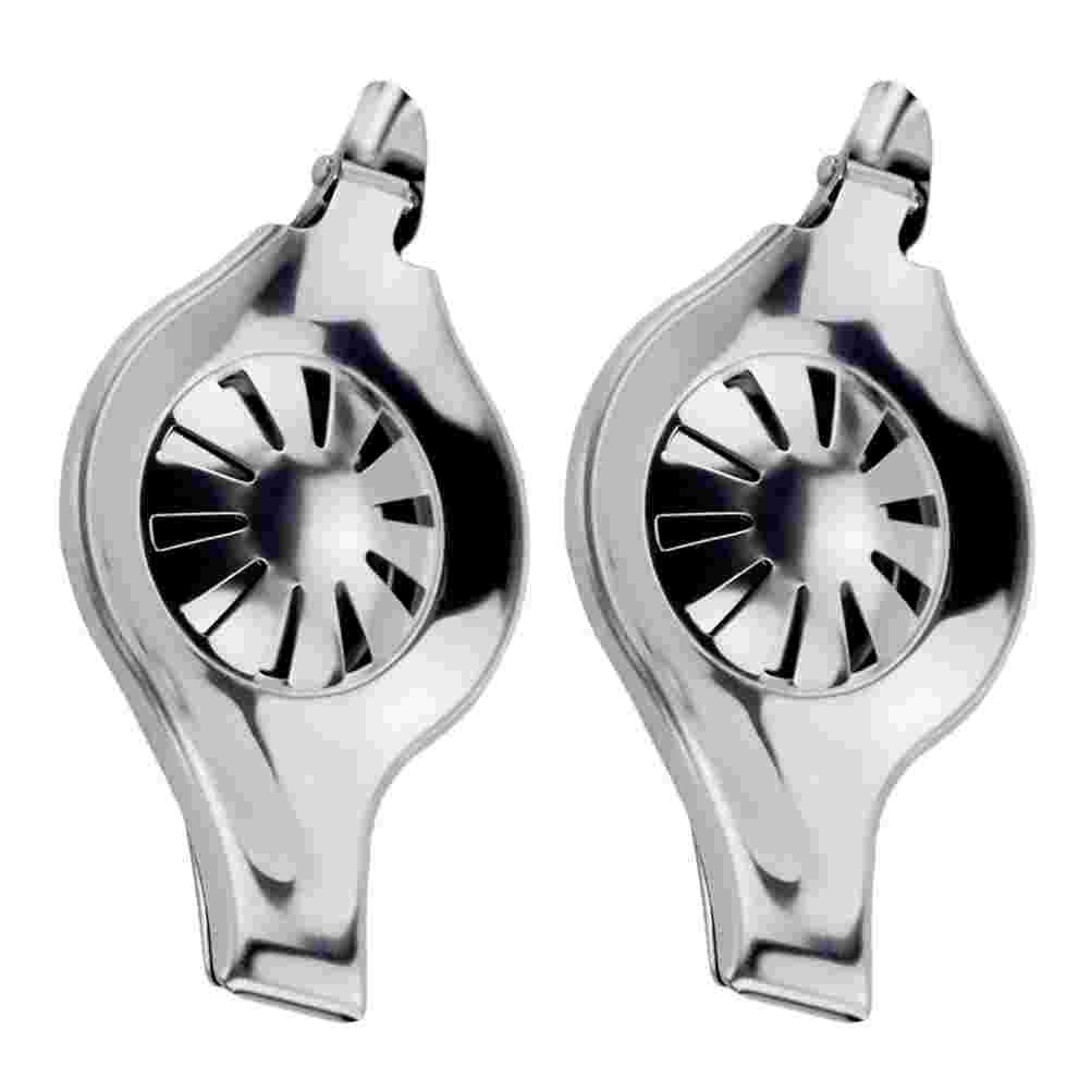 2Pcs Lemon Press Tool Stainless Steel Squeezer Fruit Crusher (Silver)
