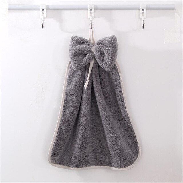 Bow Hand Towel Microfiber Fabric Quick-Dry Water absorption Dry Hanging Wash Hand Towel Kids Daily Using Kitchen Toilet Towels: color 4