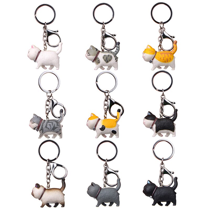 Porte-clés chat de dessin animé mignon, pendentif, chaton, tête secouée, sac de voiture, bijoux créatifs, à la , 10.5cm, 1 pièce