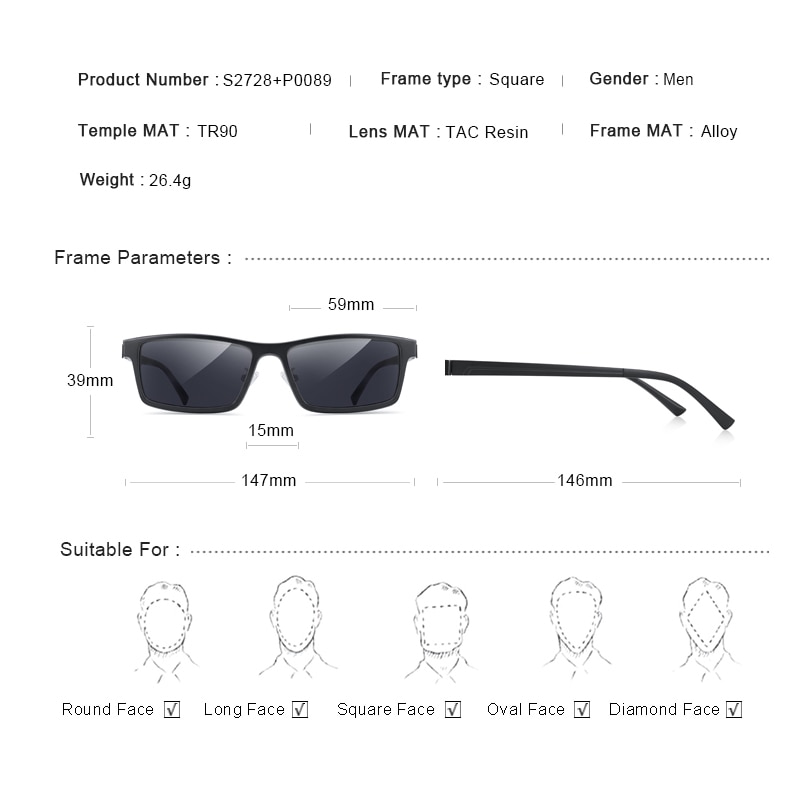 MERRYS, 2 en 1, montura de gafas con imán polarizado con Clip para hombres, montura de gafas graduadas para miopía óptica TR90 S2728