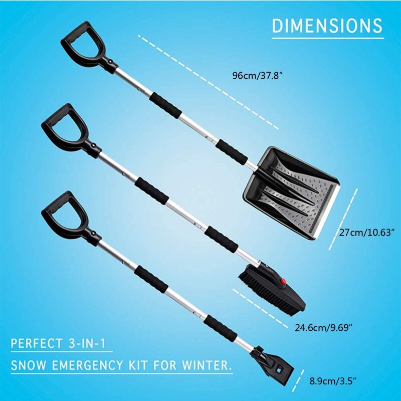 Windshield Ice Breaker Shovel Plastic Scraper Quick Clean Glass Brush 3 In 1 Kit Garden Yard Snow Removal Tools