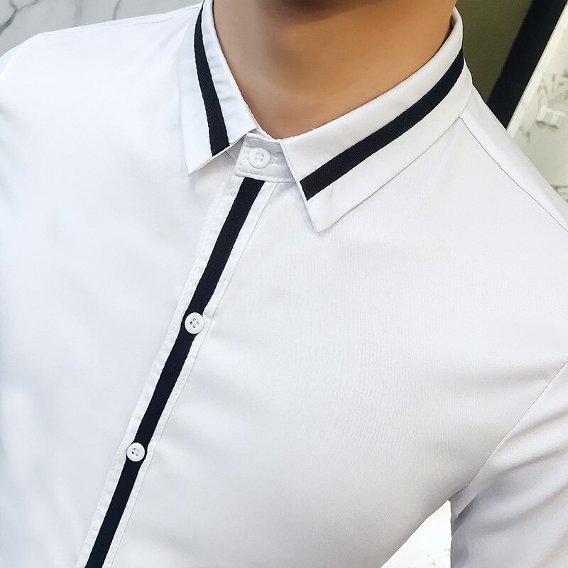 Camisa social masculina forår mænd kjole skjorte brudgom bryllup smoking skjorte mænd slim fit langærmede sociale skjorter