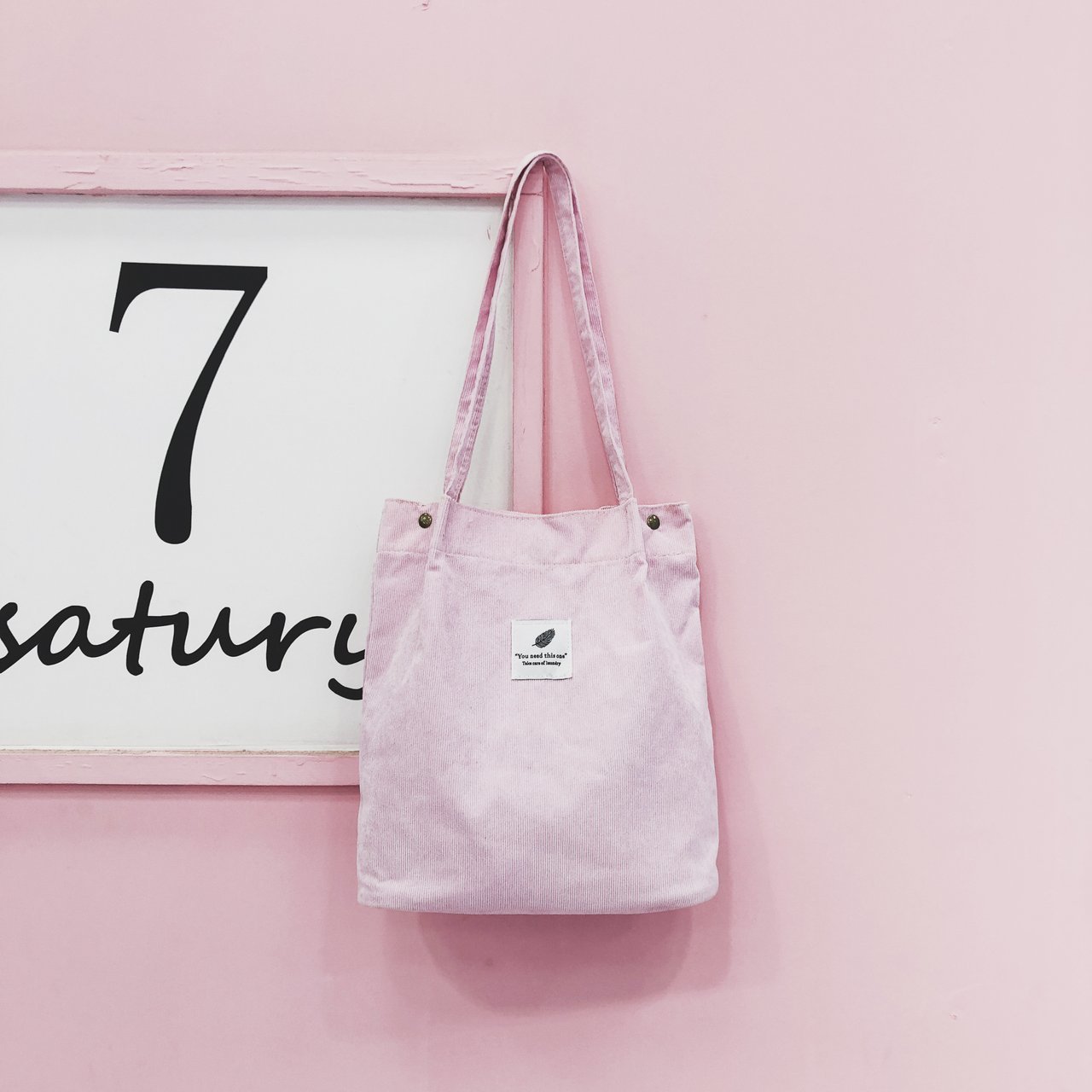 Vrouwen Corduroy Boodschappentas Vrouwelijke Canvas Doek Schoudertas Milieu Opslag Handtas Herbruikbare Opvouwbaar Eco Kruidenier Tot: Pink