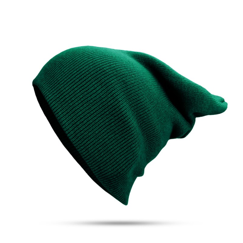 Talvihattu miehille naisten skullies pipot lämmin lippalakki unisex elastisuus neuloa pipo hatut yksivärinen neule tyttö ruusunvihreät hatut: Vihreä