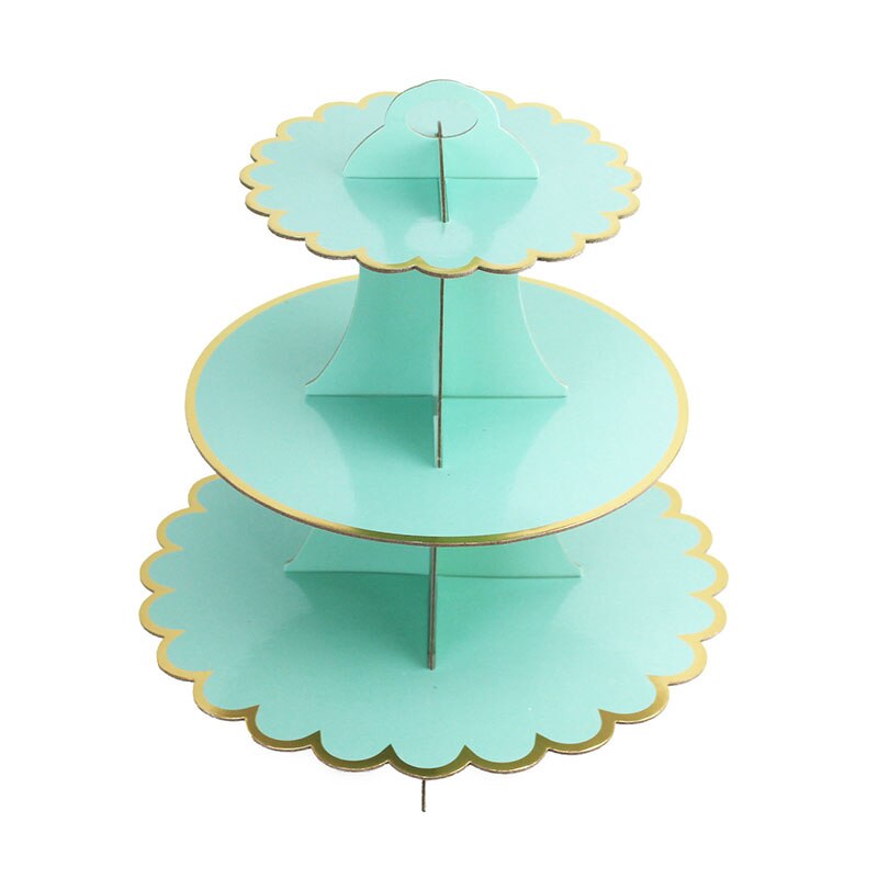 3- stöckiger cupcake-ständer, nachmittagstee, hochzeitsteller, partygeschirr, einweg-kuchenständer, turm, geburtstagsdekoration: Grün