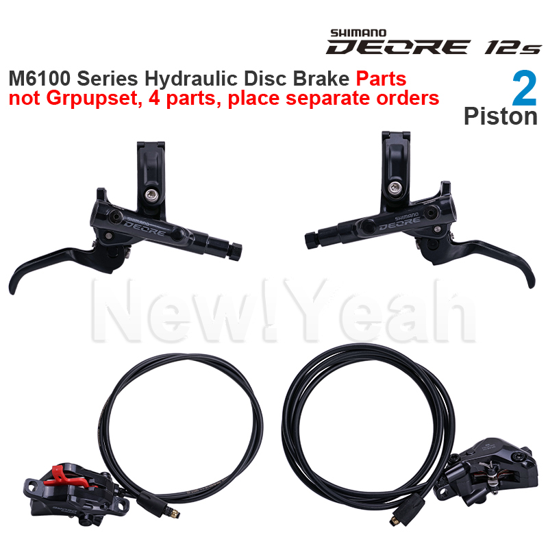 SHIMANO-freno de disco hidráulico DEORE M6100 M6120, 2 / 4 pistones, palanca de freno M6100 M6120, piezas de pinza de freno