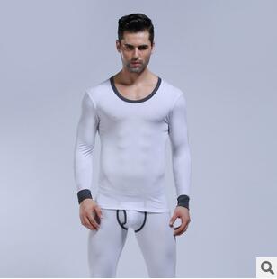 Nowy zestaw kalesonów męskich WJ lycra bawełna męski legging jesienno-zimowa bielizna termiczna zestaw kalesonów 5 kolorów M L XL: WHITE / M