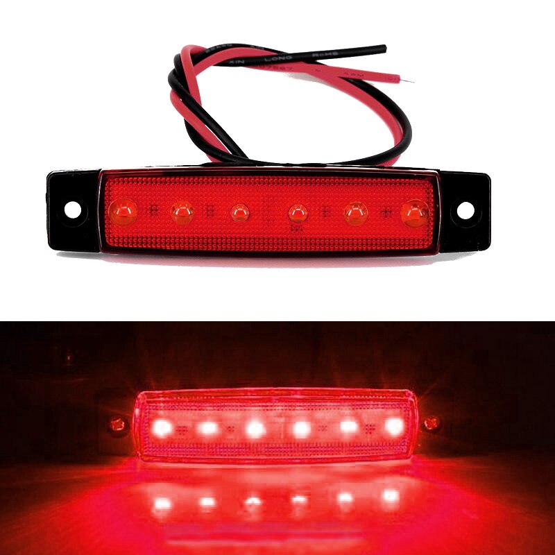 Rode  dc 12v 6 led zijmarkeringslamp voor aanhanger, vrachtwagen, boot, bus, richtingaanwijzer, camperlamp