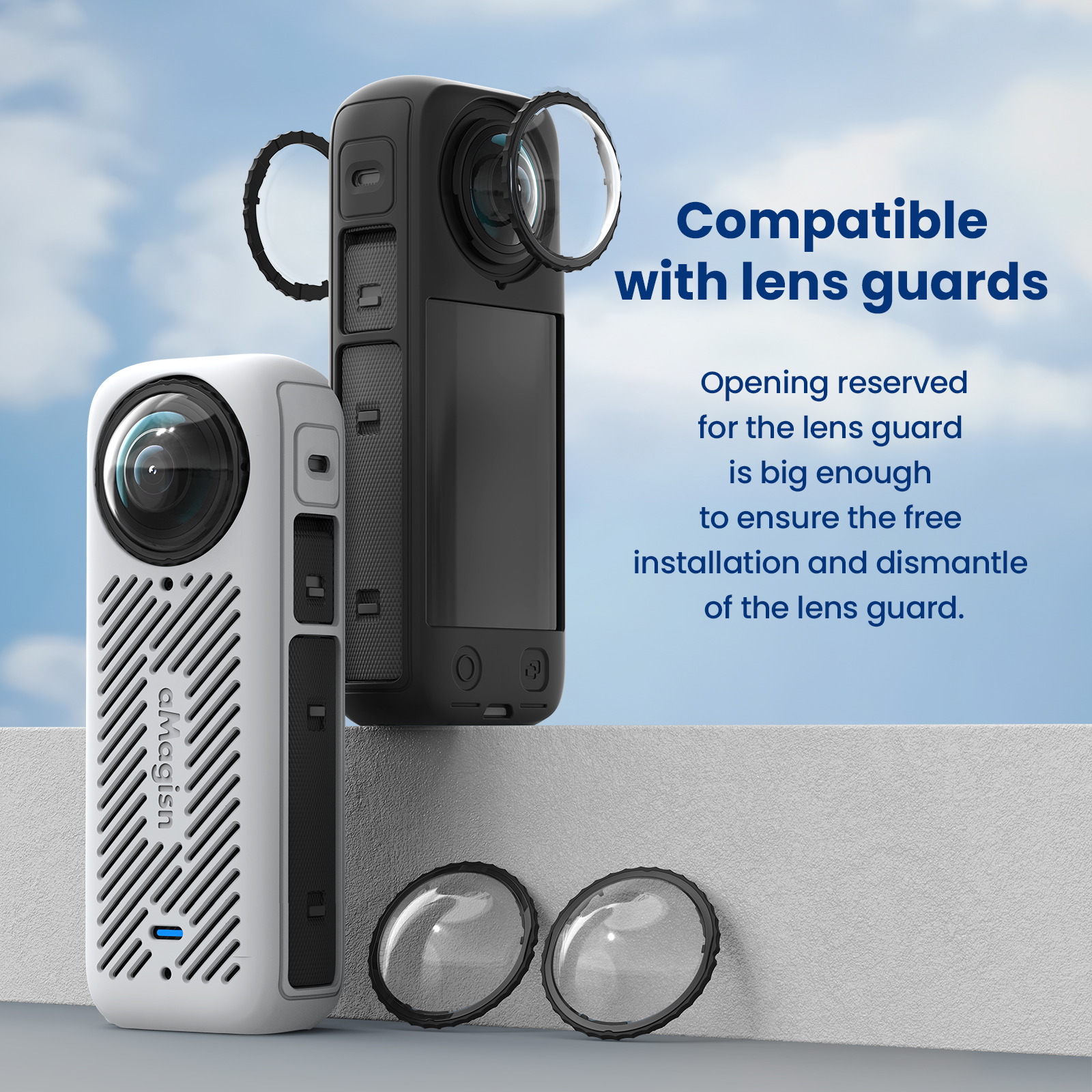 Objektivdeckel für Insta360 X4, Silikonhülle, Objektivschutz, Riemen, 3-in-1-Körperabdeckung, Kameraschutz-einstellen für Insta 360 X4 Zubehör