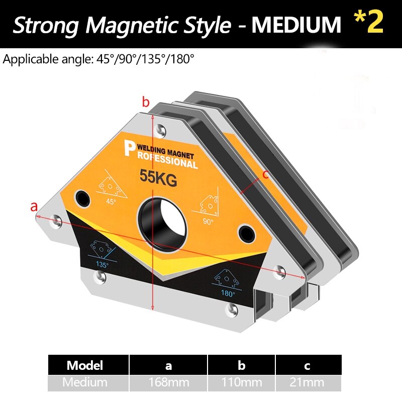 Sterke Magnetische Lassen Hoek Houder Ijzer Zuig Lassen Haakse En 90-Graden Lassen Klepstandsteller Lassen Hulpgereedschappen: 2PCS  Upgrade  M