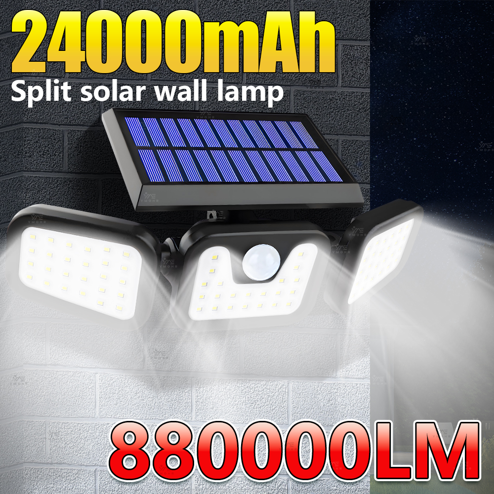 24000 mah krachtige solar buitenverlichting, split-solar led-lamp, waterdichte buitenlamp op zonne-energie, tuinlamp met bewegingssensor, wandlamp