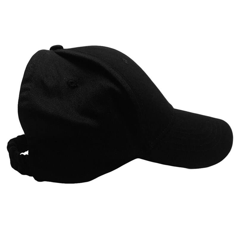 Summer Half Ponytail Tennis Hat Empty Top Sun Hat For Women Snapback Dad Hats Adjustable Sports Cap: Black