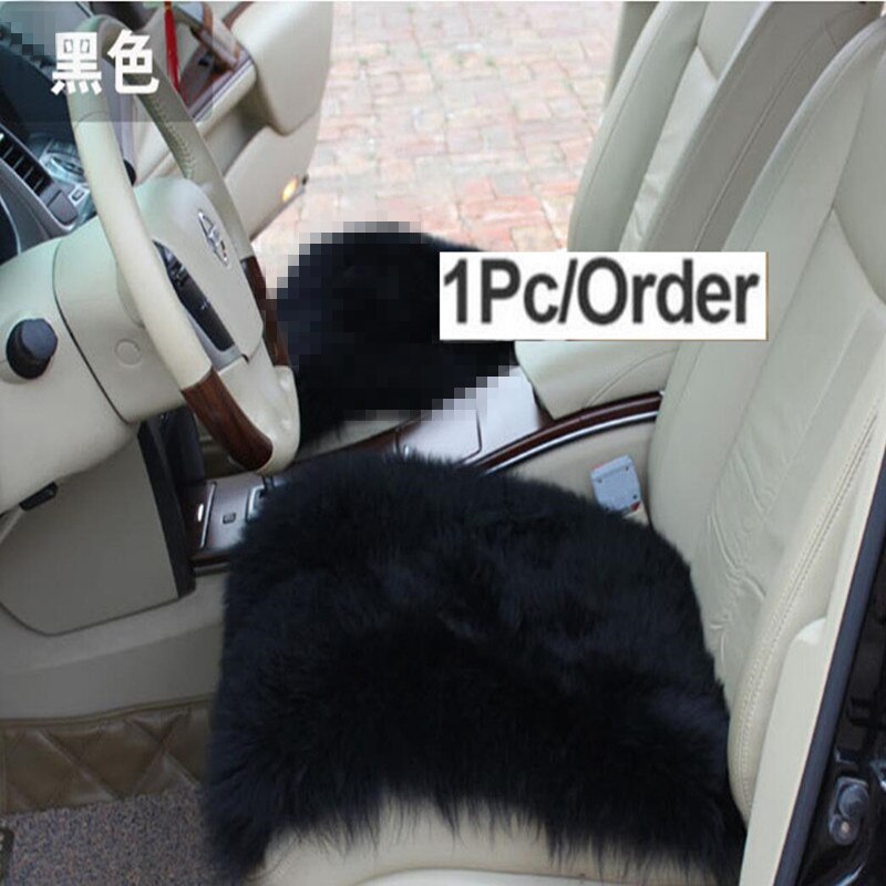 Faux fur car seat covers white universal auto cape interior 1pcs comfortable luxury winter Artificial fur car seat cushion: 1pcs Square black