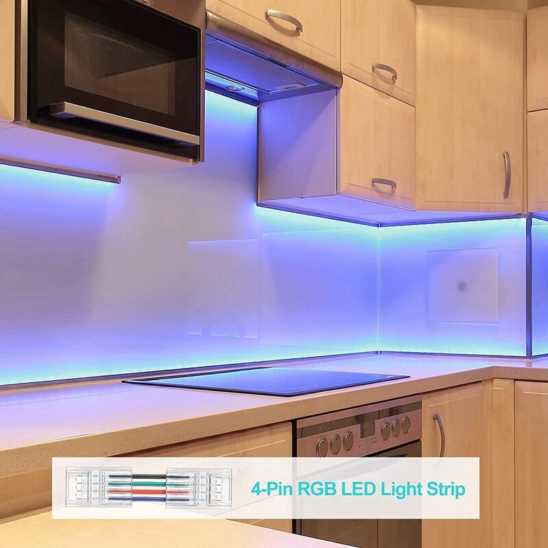 4-Pin Rgb Led Licht Strip Connectors, 0.39Inch Solderless Adapter Terminal Uitbreiding Connector Voor 5050 Smd 4 Dirigent