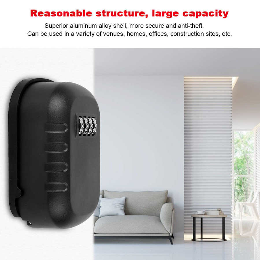 Key Box Wall-Mounted Security Password Storage Box Anti-Theft Organizer for Key ID Cards