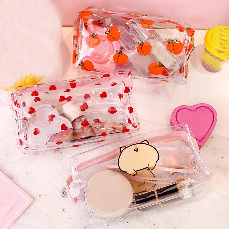 Frauen Wasserdichte Klar Kosmetik Taschen fallen PVC Mädchen Reise Reißverschluss machen-hoch Tasche Beutel Toilettenartikel Pinsel Waschen Organizer