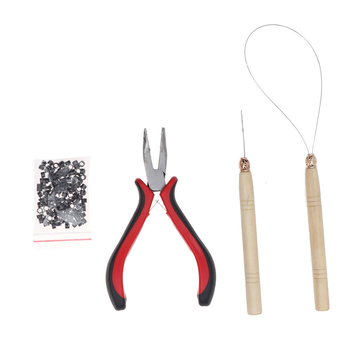 4 pcs/kit voor Micro Ring Link Hair Extensions Gereedschap Buigen Tangen Micro Trekken Naald Loop Threader
