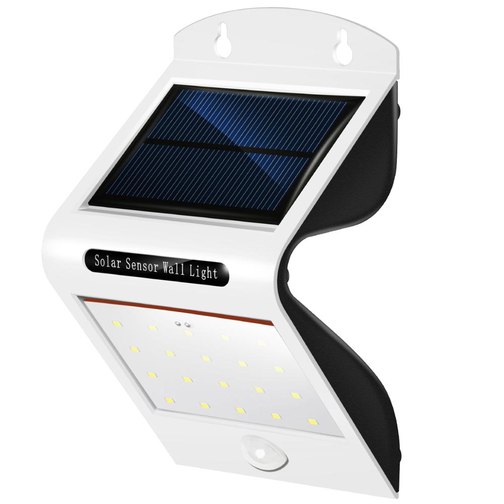 Solcellelys udendørs 20 leds super lyse bevægelsessensor lys med brede trådløse vandtætte sikkerhedslys hvidt lys 6000k