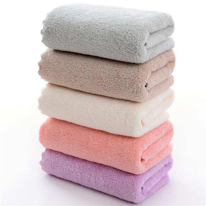Soft Towel Dry Hair Water Absorbent Double-sided Coral Velvet Microfiber Towel Bath Washing Cleaning Bathing Tools Washcloth