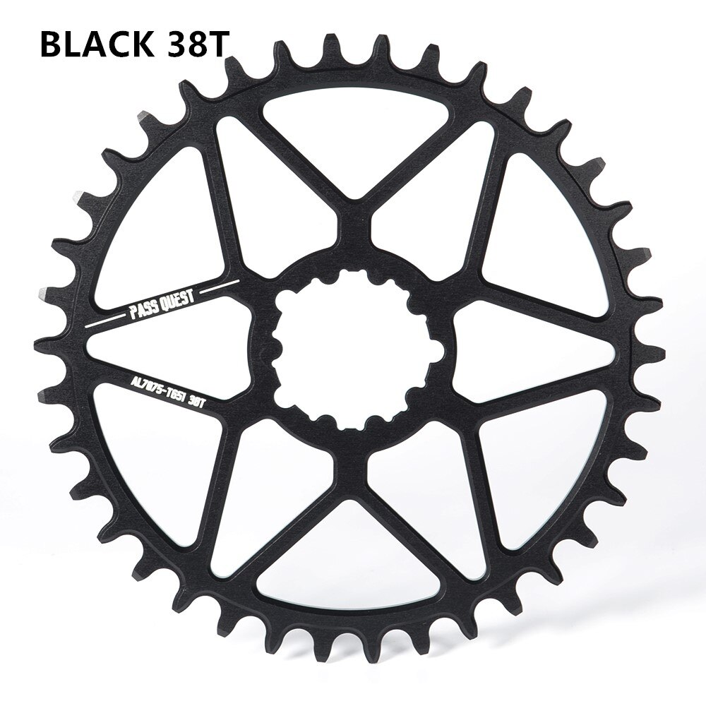 PASS QUEST SRAM gx xx1 eagle GXP round mountain bike narrow sprocket 30-44T bicycle bicycle sprocket 0mm offset crank 7075 alum: BLACK 38T