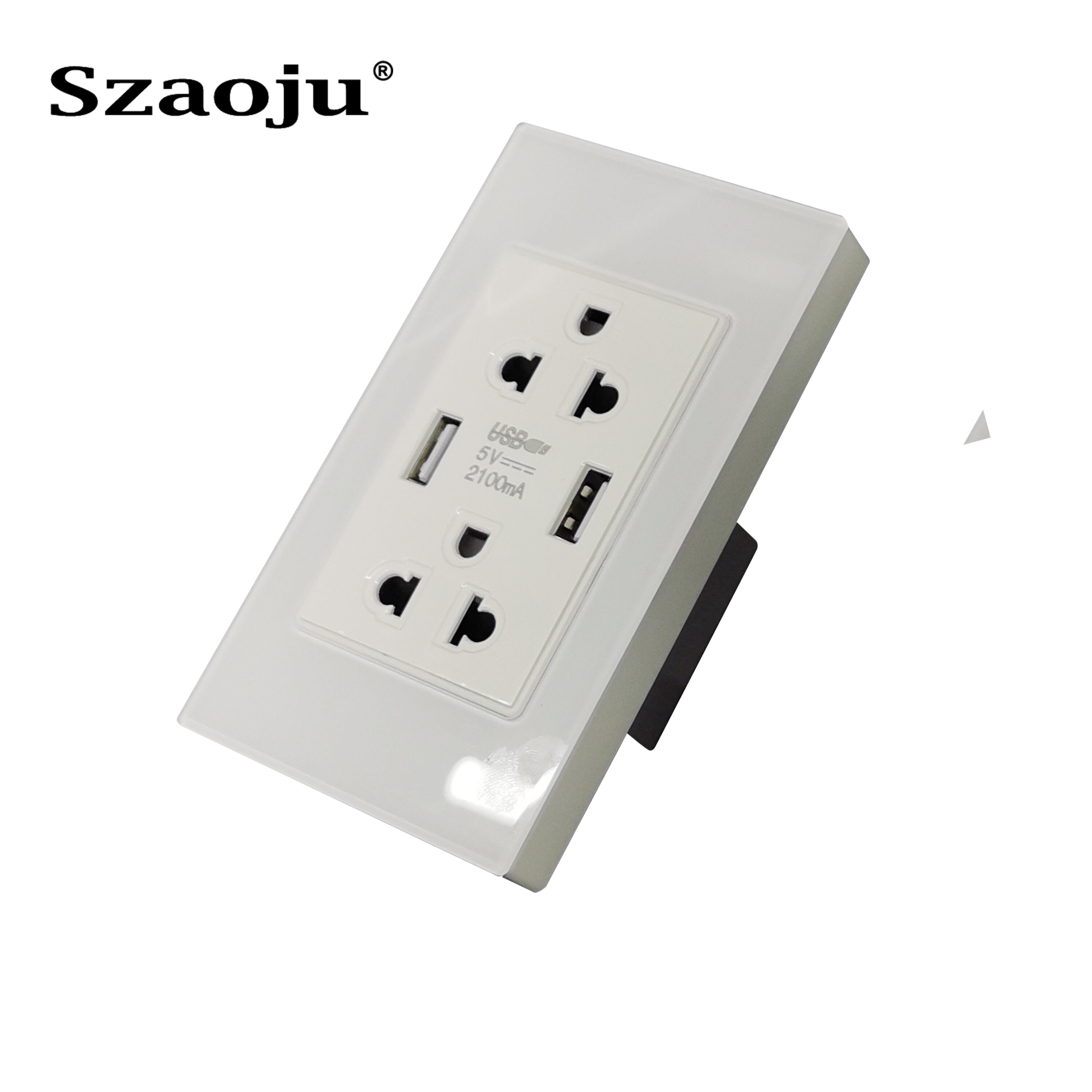 Szaoju Wall Socket Luxury 2.5D Crystal Glass Panel Multi Function,15 Amp US Standard Duplex Receptacle, 110v-127v-250v Adaptable: USB Multi Function