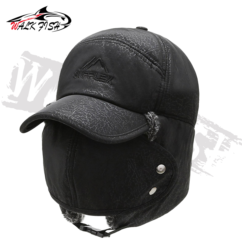 chodzić ryba czapka wędkarska zima ciepły mężczyźni Lei Feng czapka ochrona słuchu wiatroszczelna wodoodporna czapka narciarska aksamitna gruby odkryty kapelusz wędkarski: rodzaj B-czarny