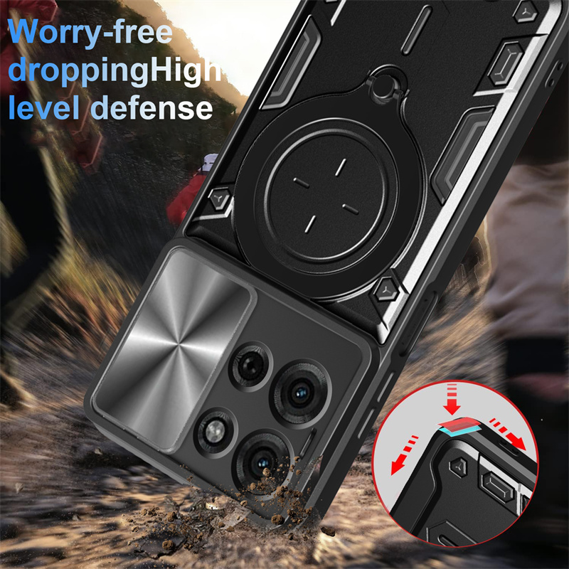 Armor Slide Lens Protection Back Cover For Motorola Moto G85 G75 G55 G35 5G Case Car Magnetic Ring Stand Shockproof Phone Cases