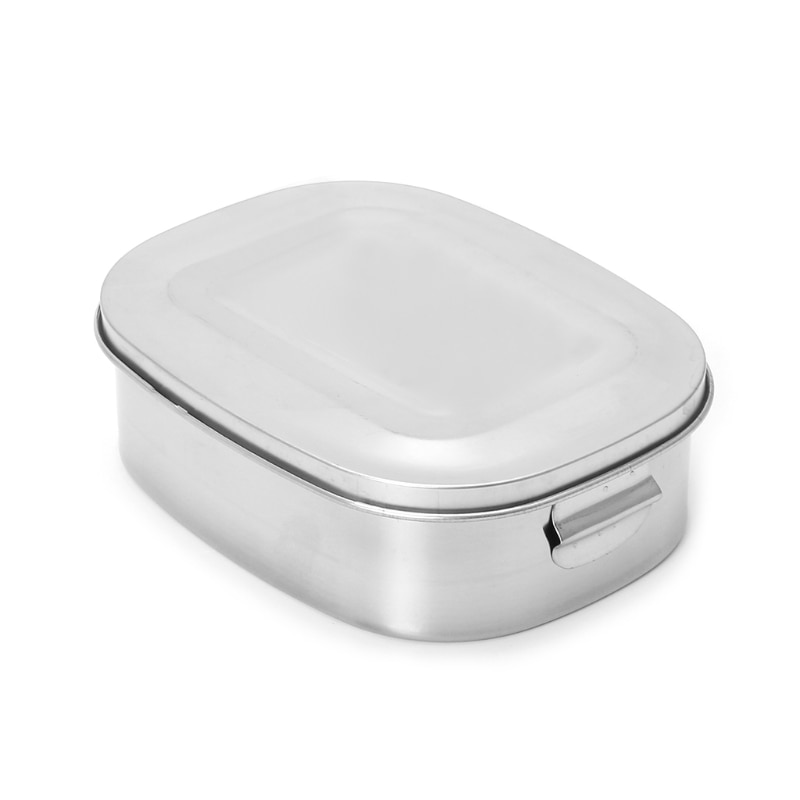 Stainless Steel Square Lunch Box Bento Food Picnic Container Travel 1/2 Layer