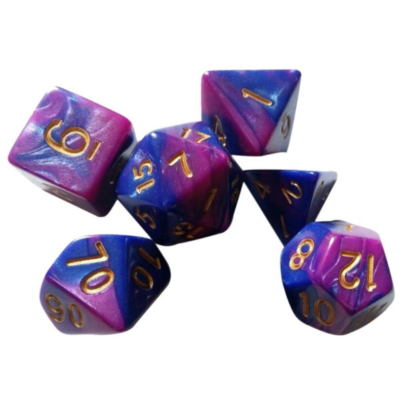 7 stücke Blau-lila Acryl Polyhedral Sterben Rolle Spielen Phantom Tisch Würfel Set