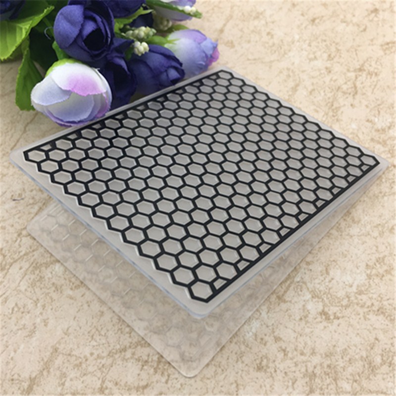 Honeycomb geometric Plastic Embossing Folder For Scrapbook DIY Album Card Tool Plastic Template