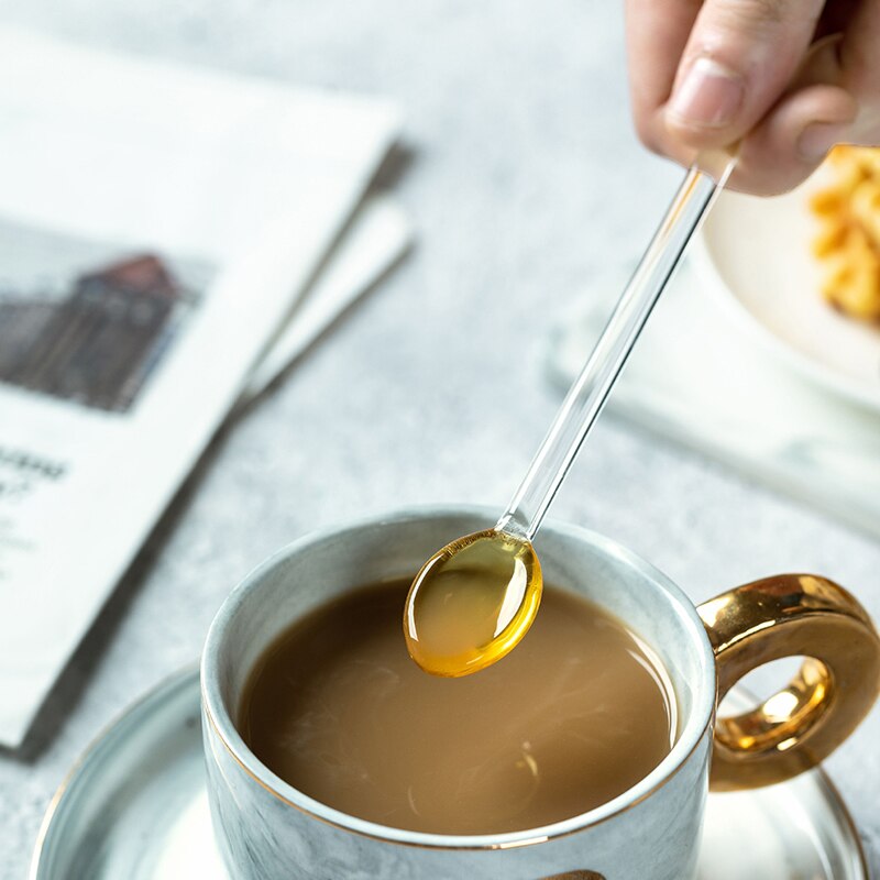 Lepel Kleine Glas Hittebestendig Garde Thee Koffie Lepel Voor Yoghurt Ijs Dessert Lange Steel Lepel Bestek Keuken