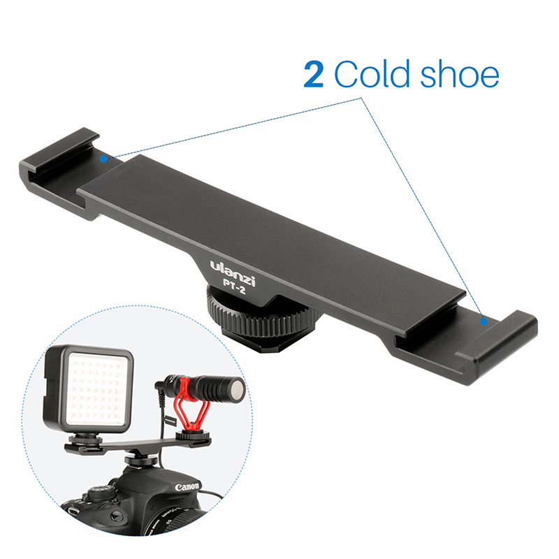 Ulanzi PT-2 Dual Koude Schoen Bar Extension Beugel Led Video Licht Mic Stand Voor Nikon Canon Sony Dslr Camera accessoires
