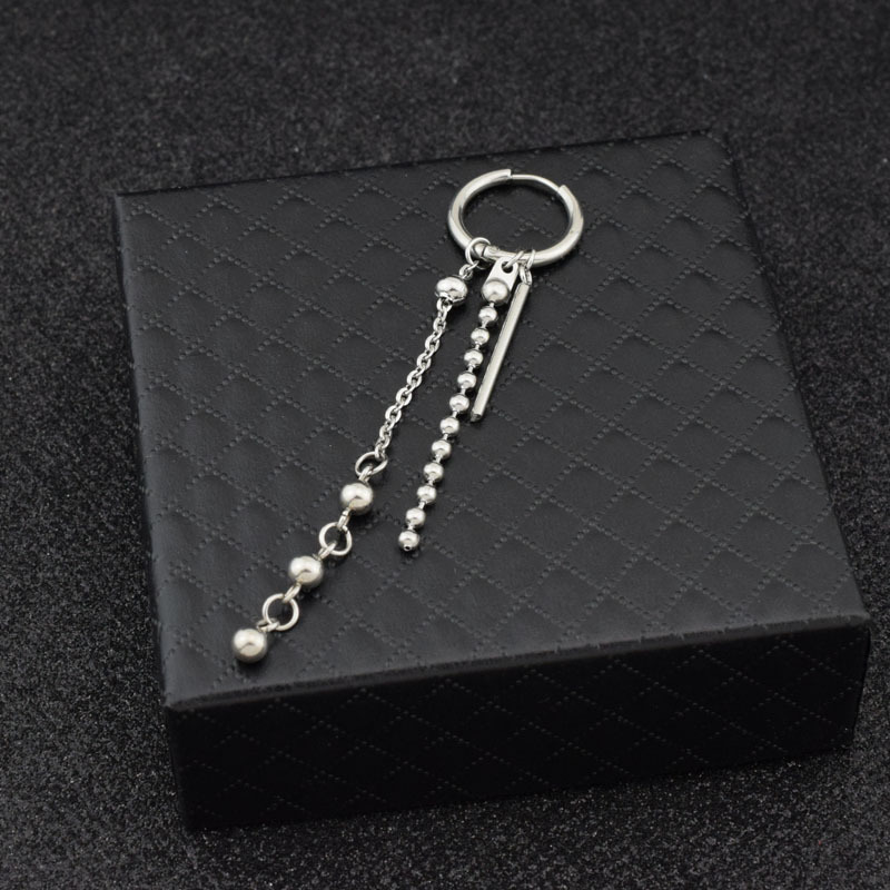 Boucles d'oreilles en acier inoxydable pour hommes/femmes, pendentif étoile lune, pompon Long, unisexe, bijoux Kpop Suga JIMIN, 1 pièce: Brun rougeâtre