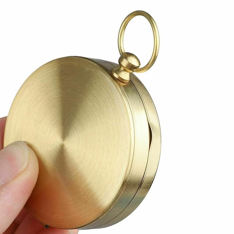 luminous Outdoor Camping Hiking Portable Pocket Brass Gold Color Copper Compass Navigation with Noctilucence Display