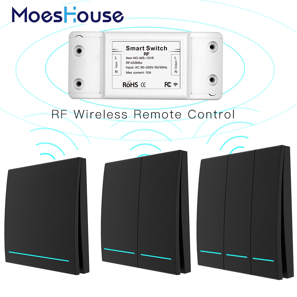 433Mhz Draadloze Smart Switch Rf Afstandsbediening Ontvanger Drukknop Controller Wandpaneel Zender, 2 Way/3 Way Multi-Controle