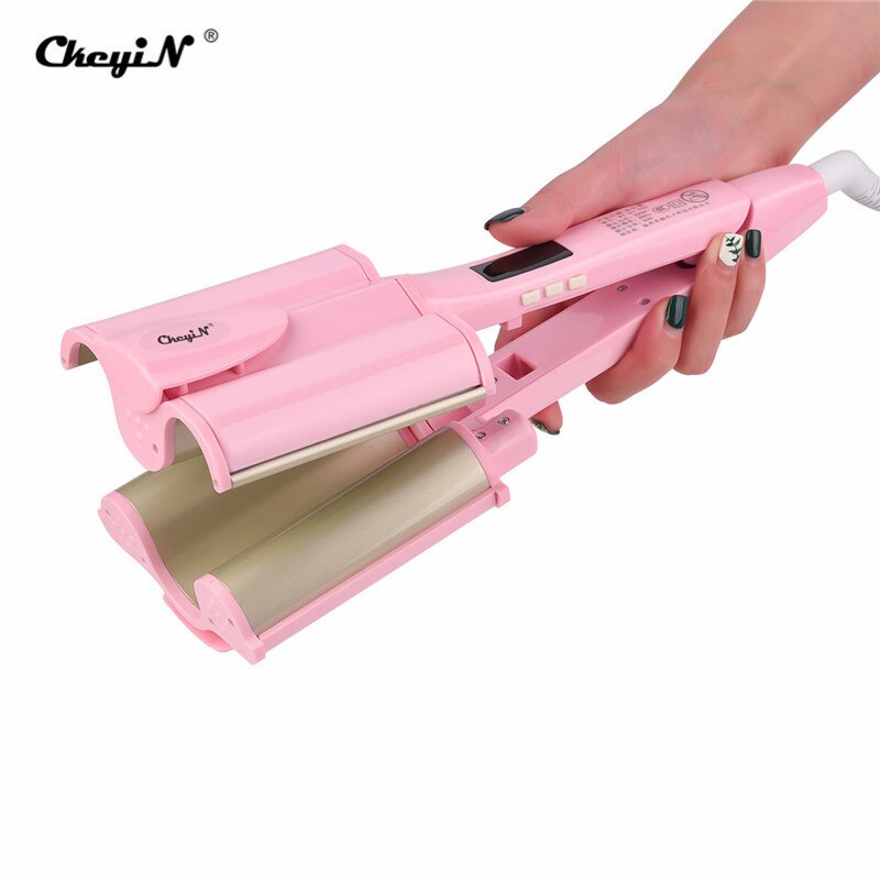 32mm Ceramic Three tube Hair curler Triple Barrel Deep Wave water ripple egg rolls hair curling iron Hair Styling tool P42