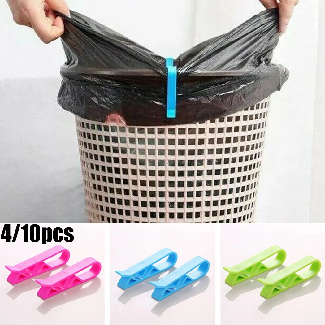 Clips de sac poubelle en plastique, accessoires de cuisine, sac poubelle, Clip fixe, organisateur de maison, support de verrouillage de poubelle, 4/10 pièces