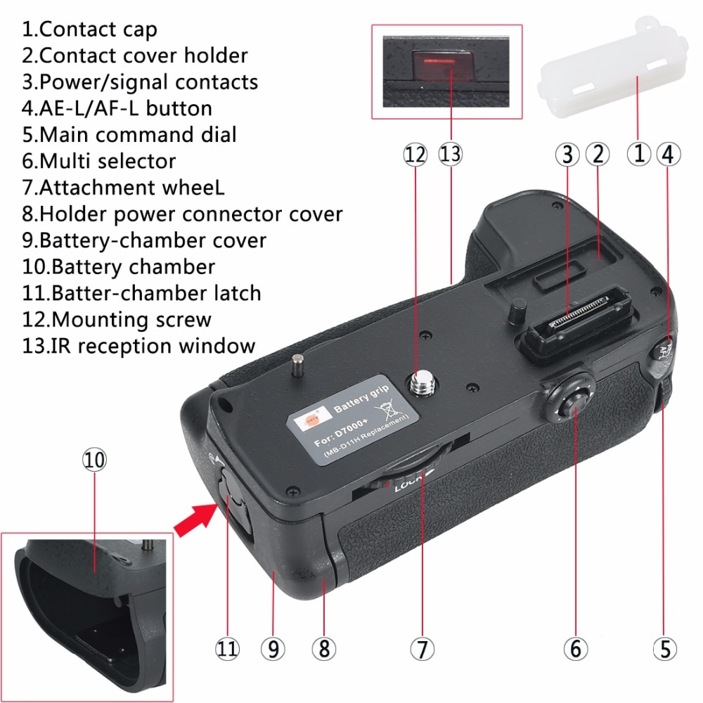 DSTE MB-D11H Battery Grip for Nikon D7000 DSLR Camera