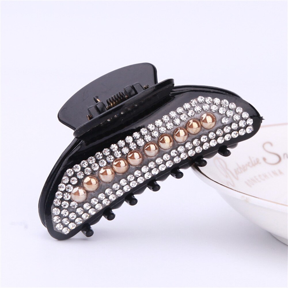 Glitter rhinestone hårklør for kvinner legert hårnåler krabbeklemme kjerringrokk grip klips hårtilbehør: B