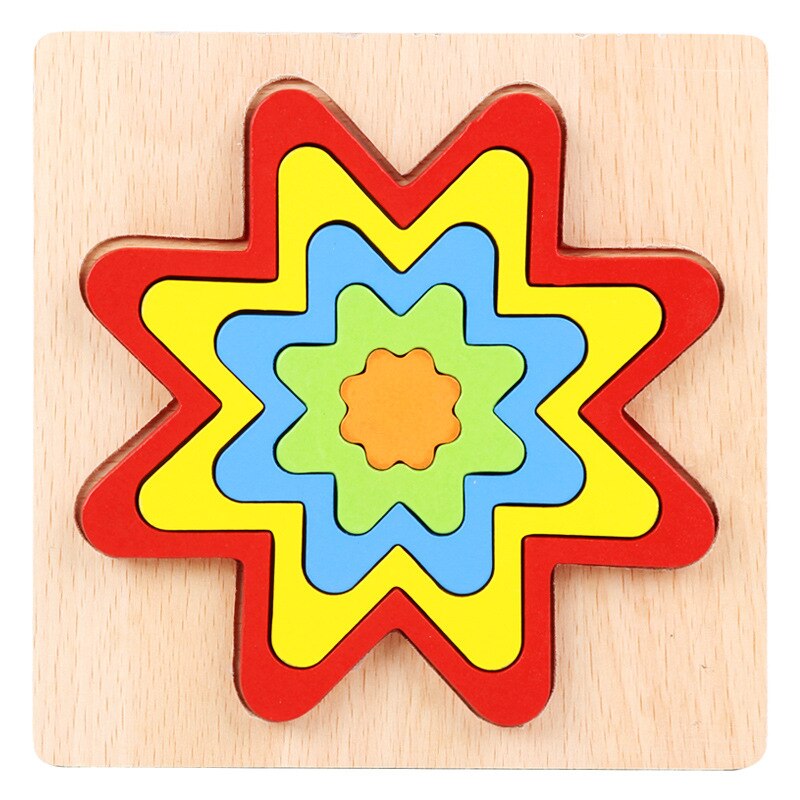 DIY Holz 3D Puzzle Gebäude Geometrische Form Spielzeug Form Lernen Erkenntnis Spielzeug für Baby Kinder Vorschule Bildung Kinder Spielzeug: 3