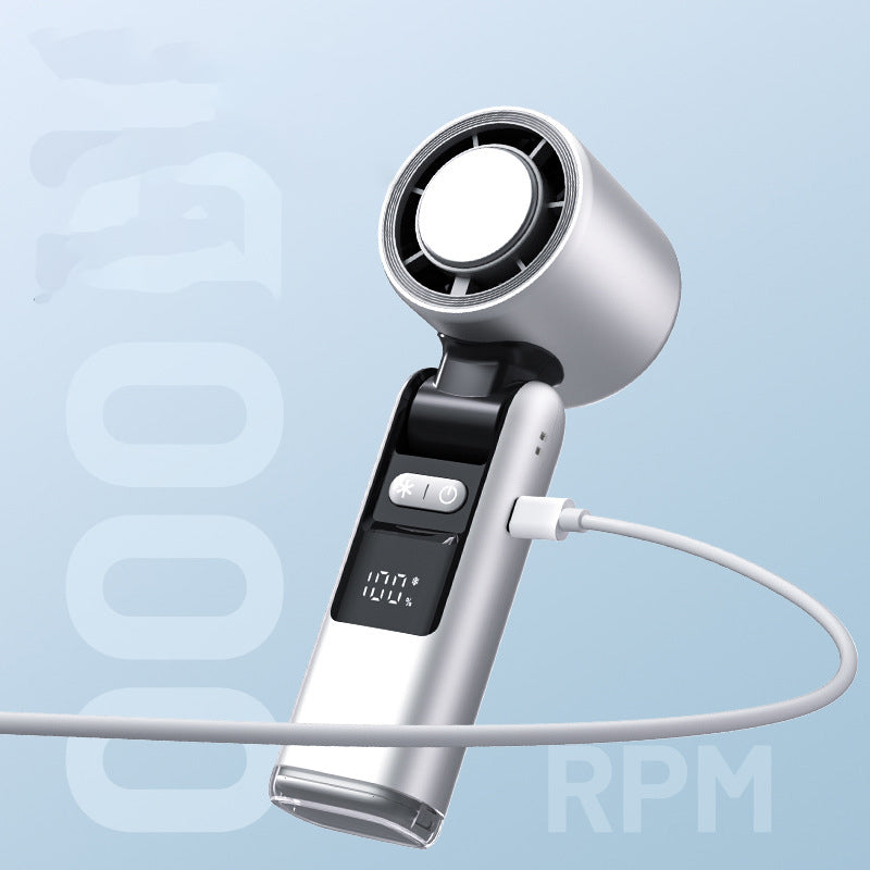 Ventilateur électrique à affichage numérique, ventilateur de refroidissement de glace d'été, vitesse du vent réglable, pliable, suspendu au cou, petit ventilateur Turbo, Rechargeable par USB