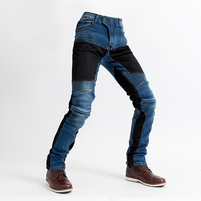popular pk719 motorcycle casual jeans motorcycle riding pants slim men's and women's fall pants: only pants blue / XL