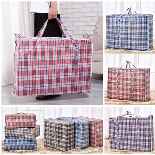 Reusable Plastic Jumbo Laundry Zipped Large Strong Shopping Home Storage Bag Large Capacity Of Bags Storage Bags Travel Bags